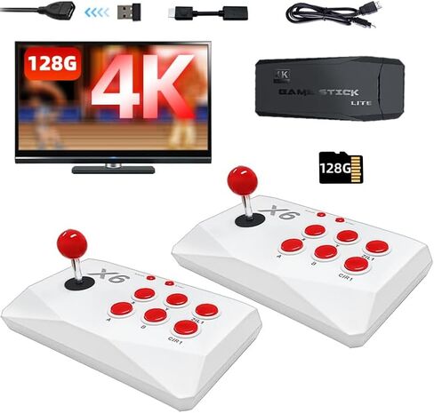 وحدة تحكم ألعاب الفيديو أركيد ريترو جيم ستيك 128 جيجا 40000 لعبة 4K TV HD التوصيل والتشغيل لآلة ألعاب أتاري مع عصا التحكم أركيد (2 لاعب) in Kuwait