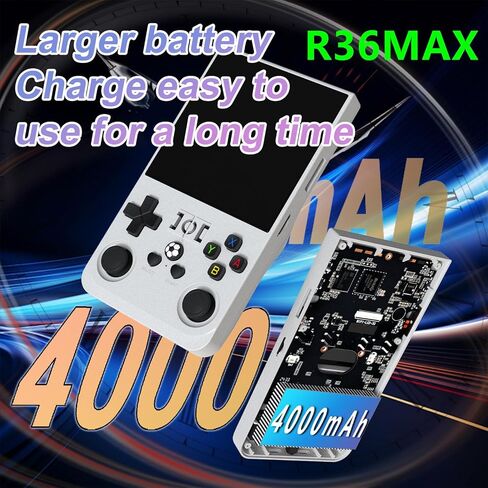وحدة تحكم ألعاب محمولة باليد R36MAX، نظام Linux بشاشة IPS 4.0 بوصة مع بطاقة TF سعة 64 جيجابايت، وحدة تحكم ألعاب قديمة مدمجة في أكثر من 18000 لعبة، وحدة تحكم ألعاب فيديو محمولة للبالغين (أبيض) in Kuwait