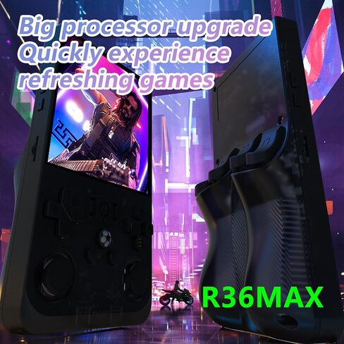 وحدة تحكم ألعاب محمولة باليد R36MAX، نظام Linux بشاشة IPS 4.0 بوصة مع بطاقة TF سعة 64 جيجابايت، وحدة تحكم ألعاب قديمة مدمجة في أكثر من 18000 لعبة، وحدة تحكم ألعاب فيديو محمولة للبالغين (أبيض) in Kuwait