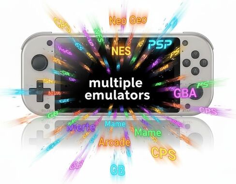 وحدة تحكم ألعاب فيديو محمولة ريترو - شاشة IPS 4.3 بوصة، نظام Emuelec، 64 جيجابايت، أكثر من 20,000 لعبة، نظام ألعاب كلاسيكي (128 جيجابايت) in Kuwait