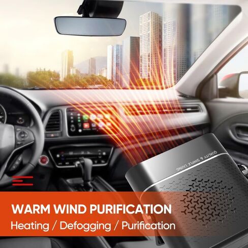 Portable Electric Car Heater Fan with 360° Rotation, 12V/24V Fast Heating Windshield Defrost Defogger, 2026 New 2 in 1 Heating & Cooling Window Fan, Plug into Cigarette Lighter for Car (12V) in Saudi Arabia