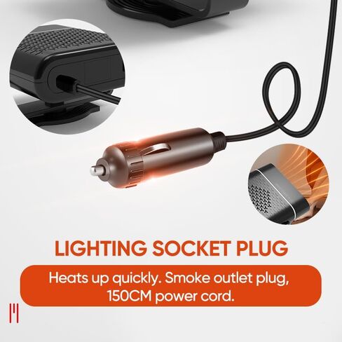 Portable Electric Car Heater Fan with 360° Rotation, 12V/24V Fast Heating Windshield Defrost Defogger, 2026 New 2 in 1 Heating & Cooling Window Fan, Plug into Cigarette Lighter for Car (12V) in Saudi Arabia