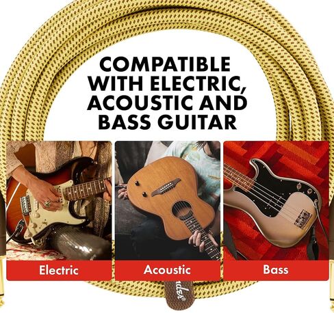كابل أجهزة Fender Deluxe Series، مستقيم/مستقيم، تويد أسود، 5 قدم in Kuwait