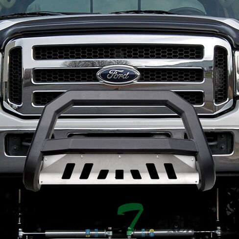 7422440945971 Compatible with 2005-2007 Ford F250 F350 F450 F550 Superduty / 2005 Excursion Matte Black AVT Style Bull Bar Guard with Stainless Skid Plate in Saudi Arabia