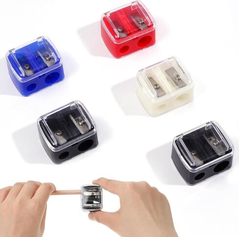 5 Pcs Manual Pencil Sharpener, Dual Holes Compact Colored Handheld Pencil Sharpener for Kids Adults School Office in Saudi Arabia