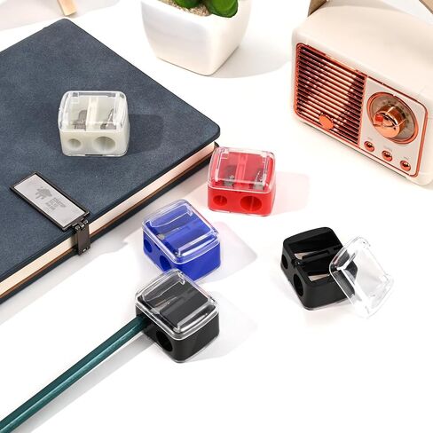 5 Pcs Manual Pencil Sharpener, Dual Holes Compact Colored Handheld Pencil Sharpener for Kids Adults School Office in Saudi Arabia