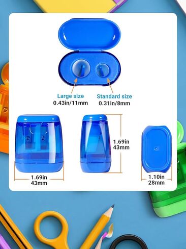 4 Pack Double Holes Pencil Sharpener Manual Pencil Sharpeners with Lid Plastic Pencil Sharpeners for School Office Home, 4 Color in Saudi Arabia