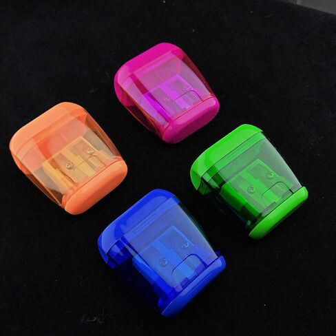 4Pcs Manual Pencil Sharpener Set - Double-Hole Compact Handheld Pencil Tool with Caps, Ideal for Colored Pencils in Saudi Arabia