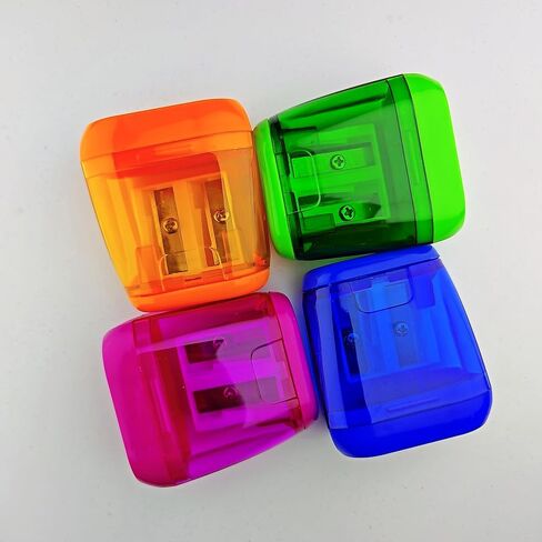 4Pcs Manual Pencil Sharpener Set - Double-Hole Compact Handheld Pencil Tool with Caps, Ideal for Colored Pencils in Saudi Arabia