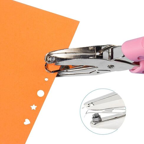 1 Pack Star Shaped Handheld Hole Paper Punch Metal Single Hole Paper Punch for DIY Craft Paper Scrapbook Puncher with Pink Soft Thick Cover (Pink,5mm) in Saudi Arabia