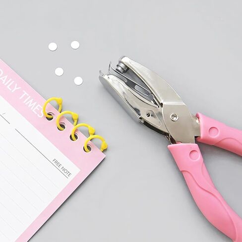 1 Pack Star Shaped Handheld Hole Paper Punch Metal Single Hole Paper Punch for DIY Craft Paper Scrapbook Puncher with Pink Soft Thick Cover (Pink,5mm) in Saudi Arabia