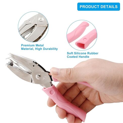 1 Pack Star Shaped Handheld Hole Paper Punch Metal Single Hole Paper Punch for DIY Craft Paper Scrapbook Puncher with Pink Soft Thick Cover (Pink,5mm) in Saudi Arabia