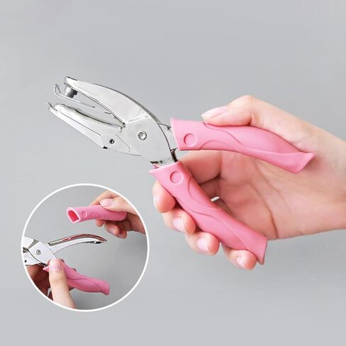 1 Pack Star Shaped Handheld Hole Paper Punch Metal Single Hole Paper Punch for DIY Craft Paper Scrapbook Puncher with Pink Soft Thick Cover (Pink,5mm) in Saudi Arabia