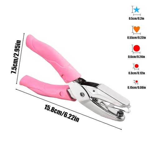 1 Pack Star Shaped Handheld Hole Paper Punch Metal Single Hole Paper Punch for DIY Craft Paper Scrapbook Puncher with Pink Soft Thick Cover (Pink,5mm) in Saudi Arabia