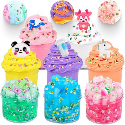 6 Pack Slime Kit of Butter & Cloud Slime, Premade Crunchy Putty with Various Slime Add-ins for Kids Toy, Party Favors for Girls Boys in Saudi Arabia