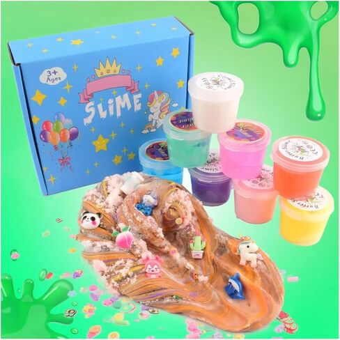 6 Pack Slime Kit of Butter & Cloud Slime, Premade Crunchy Putty with Various Slime Add-ins for Kids Toy, Party Favors for Girls Boys in Saudi Arabia