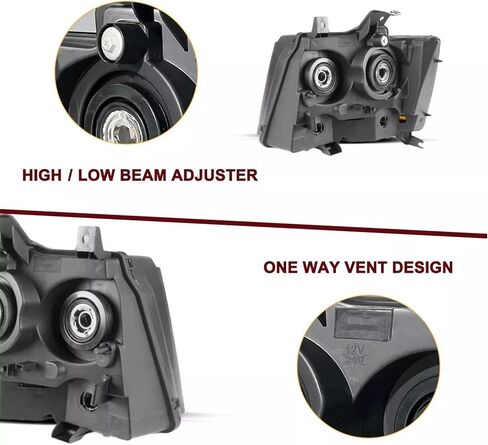 2pcs Headlights Assembly Set For 2007-2014 Chevy Tahoe Suburban 1500 2500/2007-2013 Chevy Avalanche LS LT LTZ Replacement Headlamp Chrome Housing Clear Reflector and Lens GM2503263 GM2502263 in Saudi Arabia