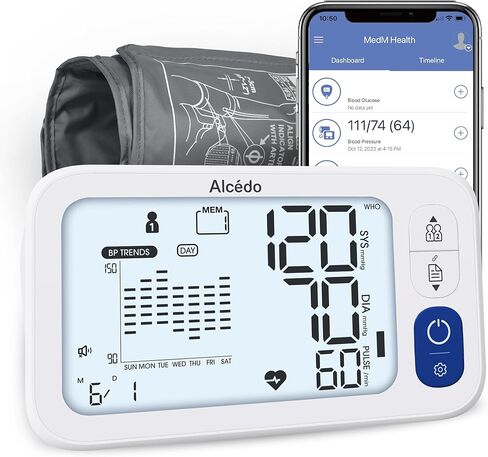 Alcedo Blood Pressure Monitor for Home Use, Accurate Upper Arm BP Machine with Large Cuff, Alarm Reminder, 2 x 120 Memory, Talking Function, FSA/HSA Eligible in Saudi Arabia
