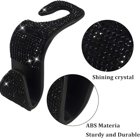 2 Pack Car Hooks,Bling Rhinestones Crystal Hooks Car Decorations Auto Seat Back Organizers Strong and Durable Backseat Hanger Storage,Universal Car Accessories in Saudi Arabia