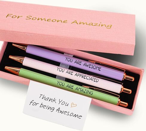 KeCee Thank You Gifts, 3pK Inspirational Pens in Fancy Box, Personalized Appreciation Gifts for Coworkers Teacher Nurse, Cute Ballpoint Pen for Women in Saudi Arabia