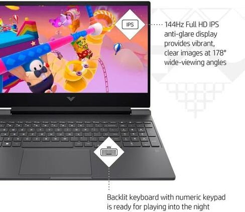 HP Victus 15-fb0028nr, 15.6" FHD Gaming Laptop PC, NVIDIA GeForce RTX 3050 Ti, AMD Ryzen 7 5800H 16GB Ram 512GB SSD Windows 11 Home (2022)(Renewed) in Saudi Arabia