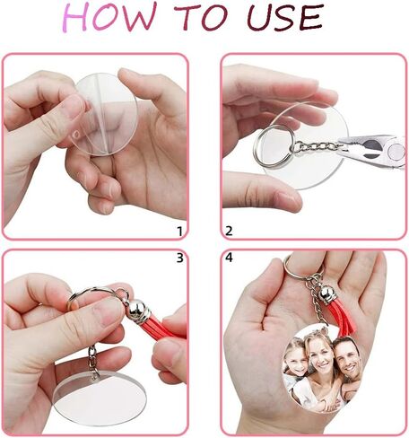 Acrylic Keychain Blank Kit: Includes Clear Acrylic Blanks, Keychain Tassels, Key Rings, and Jump Rings for Vinyl Crafting in Saudi Arabia