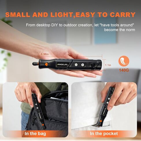 JANGKLIFE Mini Cordless Rotary Tool Kit, 5-Speed ​​Adjustable and USB Rechargeable with 61 Accessories for Sanding, Polishing, Drilling, Etching, Engraving, DIY Crafts in Saudi Arabia