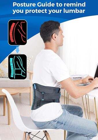 T TIMTAKBO حجم كبير 3XL دعامة الظهر مع وسادة دعم قطني للرجال والنساء دعم الظهر لعلاج السمنة، حزام خصر سريع لتخفيف آلام أسفل الظهر (أسود-3XL مناسب للبطن 47"-55") in Saudi Arabia