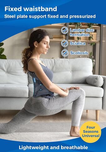 T TIMTAKBO حجم كبير 3XL دعامة الظهر مع وسادة دعم قطني للرجال والنساء دعم الظهر لعلاج السمنة، حزام خصر سريع لتخفيف آلام أسفل الظهر (أسود-3XL مناسب للبطن 47"-55") in Saudi Arabia