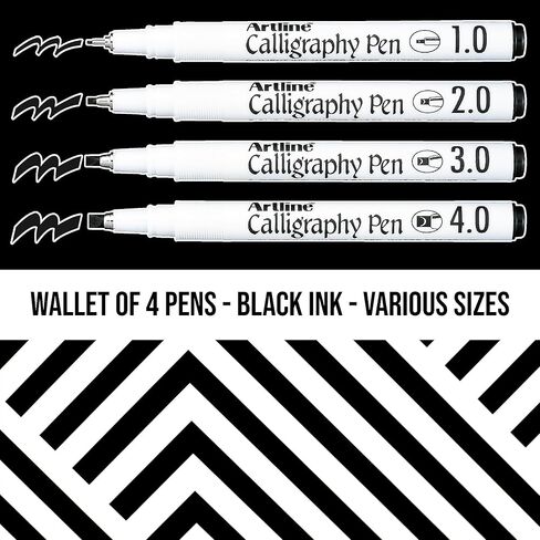 Artline EK-240W4 Calligraphy Pen - Assorted (Pack of 4), Black in Saudi Arabia