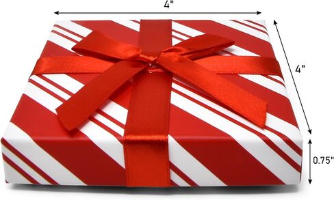 Gift Boutique - حامل صندوق هدايا لبطاقات عيد الميلاد مع مجموعة من الأقواس مكونة من 6 قطع من قصب الحلوى باللونين الأحمر والأبيض وهدايا العطلات وبطاقات التهنئة وحاملات أموال مربعة الشكل لتزيين حفلات عيد الميلاد in Kuwait