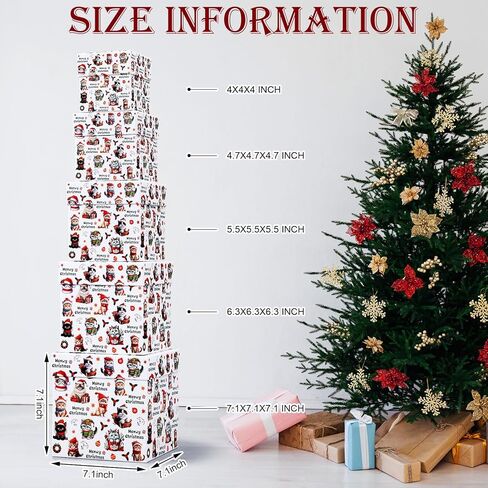 Roowest 5 Pcs Christmas Nesting Gift Boxes with Lids Dog Gift Boxes Stackable Paper Nested Decorative Containers for Dog Lovers Xmas Holiday Pet Party Favors in Saudi Arabia