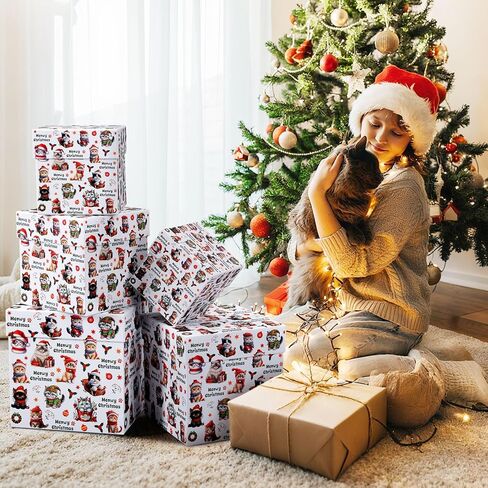 Roowest 5 Pcs Christmas Nesting Gift Boxes with Lids Dog Gift Boxes Stackable Paper Nested Decorative Containers for Dog Lovers Xmas Holiday Pet Party Favors in Saudi Arabia