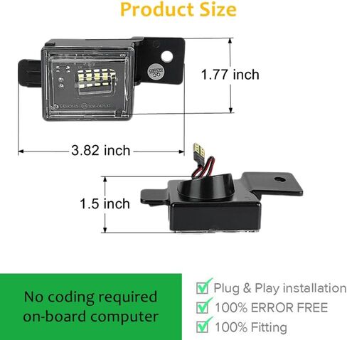 مجموعة مصابيح لوحة ترخيص LED كاملة متوافقة مع GMC Sierra 1500 2500HD 2015-2022 Colorado Canyon Pickup Truck، Chevy Silverado 2014 2015 2017 2019 2020 2021 2022 2023، أبيض 6000K، حزمة من 2 in Kuwait