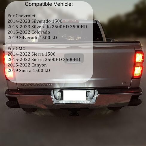 مجموعة مصابيح لوحة ترخيص LED كاملة متوافقة مع GMC Sierra 1500 2500HD 2015-2022 Colorado Canyon Pickup Truck، Chevy Silverado 2014 2015 2017 2019 2020 2021 2022 2023، أبيض 6000K، حزمة من 2 in Kuwait