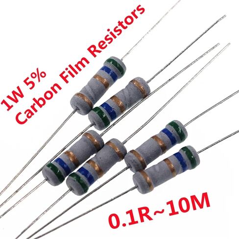 50PCS/Lot 1W Carbon Film Resistors 5% 0.1R~5.6M 0.5R 2R 4.7R 8.2R 10R 51R 68R 100R 220R 470R 1K 2.2K 10K 22K 4K7 100K 300K 680K(620K Ohm) in Saudi Arabia