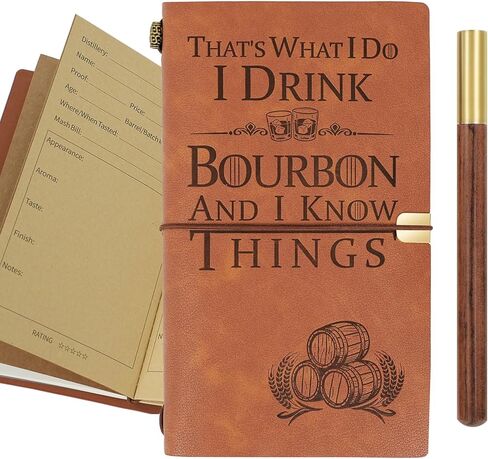 Bourbon Gifts Leather Journal Notebook with Pen, Bourbon Gifts for Men,Christmas,Birthday,Father's Day gifts,Lined Journal and Recording Tasting Notes,7x5 In in Saudi Arabia