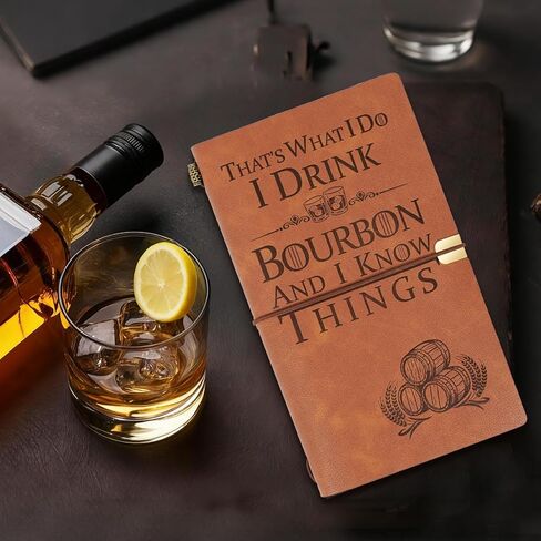 Bourbon Gifts Leather Journal Notebook with Pen, Bourbon Gifts for Men,Christmas,Birthday,Father's Day gifts,Lined Journal and Recording Tasting Notes,7x5 In in Saudi Arabia