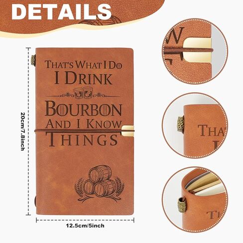 Bourbon Gifts Leather Journal Notebook with Pen, Bourbon Gifts for Men,Christmas,Birthday,Father's Day gifts,Lined Journal and Recording Tasting Notes,7x5 In in Saudi Arabia