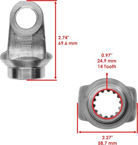 Caltric Front Middle Drive Shaft Yoke Compatible with Yamaha Big Bear 350 YFM350FW 4x4 1987 1988 1989 1990-1997 in Saudi Arabia
