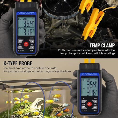Digital 4 Channels K-Type Thermocouple Thermometer Data Logger with Sound & Light Alarm and Real-Time Data Logging, LED Backlight & ADJ Compensation,-328~2501°F Measuring Range in Saudi Arabia