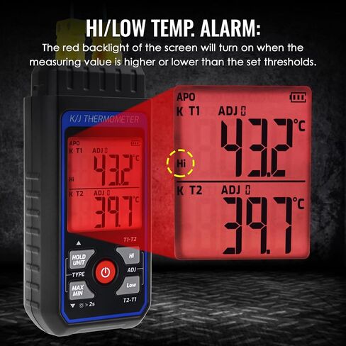 Digital 4 Channels K-Type Thermocouple Thermometer Data Logger with Sound & Light Alarm and Real-Time Data Logging, LED Backlight & ADJ Compensation,-328~2501°F Measuring Range in Saudi Arabia