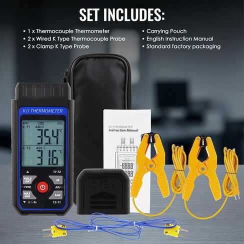 Digital 4 Channels K-Type Thermocouple Thermometer Data Logger with Sound & Light Alarm and Real-Time Data Logging, LED Backlight & ADJ Compensation,-328~2501°F Measuring Range in Saudi Arabia