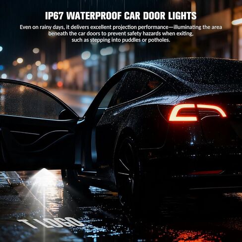 Car Door Logo Projector Lights – 2 LIghts Compatible with Tesla Accessories for Model Y / 3 / S/X (2016-2026), Ultra-Bright 3D Welcome Lights (4-Pack), No Fade HD Projection in Saudi Arabia