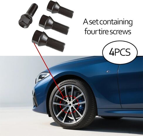 BESULEN 4PCS Car Wheel Lug Bolt Stud, OEM#36136781151 M14 x 1.25 Overall Length 48mm Vehicle Wheel Lug Bolt Nuts Stud, Conical Seat Auto Tire Nut Kit, Compatible with F30 F35 F10 in Saudi Arabia