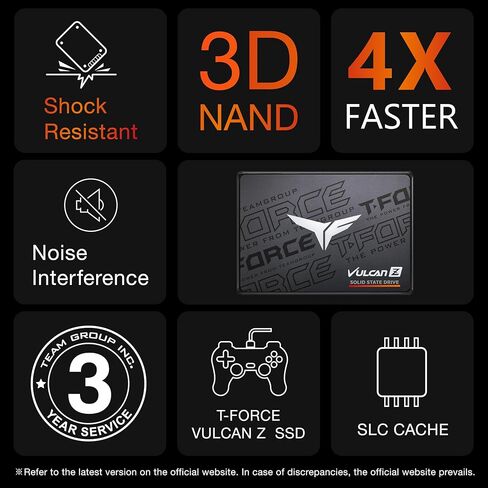 TEAMGROUP T-Force Vulcan Z 1TB SLC Cache 3D NAND TLC 2.5 Inch SATA III Internal Solid State Drive SSD, PC Upgrade (Read/Write Speed up to 550/500 MB/s) T253TZ001T0C101 in Saudi Arabia