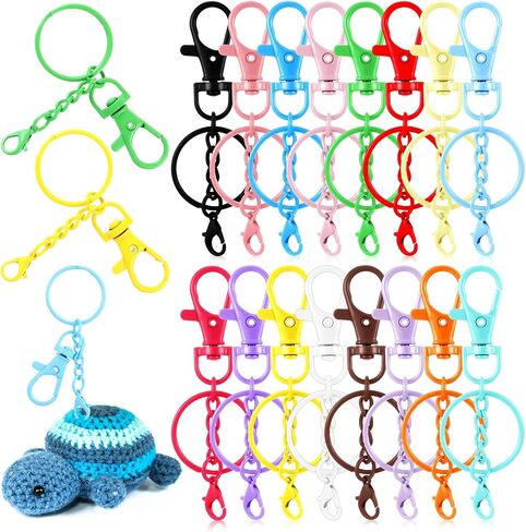 64 Pcs Colorful Swivel Snap Hook with Key Rings Lobster Claw Clasps Keychain Making Kit Swivel Clasps Lanyard Clips Hooks for Jewelry DIY Crafts Christmas Gift (Extended Type,16 Colors) in Saudi Arabia