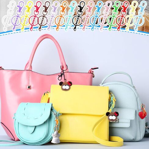 64 Pcs Colorful Swivel Snap Hook with Key Rings Lobster Claw Clasps Keychain Making Kit Swivel Clasps Lanyard Clips Hooks for Jewelry DIY Crafts Christmas Gift (Extended Type,16 Colors) in Saudi Arabia
