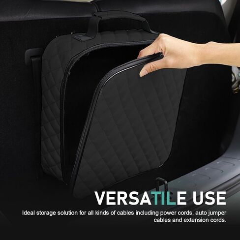 Jumper Cable Bag, Tools Cable Bag, Car Storage Box, 12.6x3.54x12.6In Organize for EV Charging Cord, Hoses (Black) in Kuwait