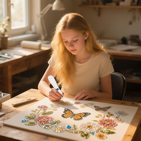 قلم رسم ماسي كهربائي، قلم فني ماسي مفرغ، لا حاجة إلى الشمع، طقم إكسسوارات فنية ماسية لاسلكية للهدايا، للمبتدئين في الفن، يحسن كفاءة الإبداع الفني الماسي in Kuwait